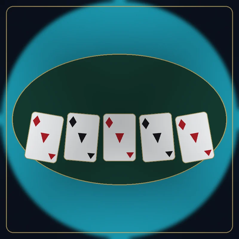 Yono VIP poker table with five cards in a row